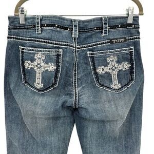 Cowgirl Tuff Jeans Victory Black & White Stitch Size 31X33